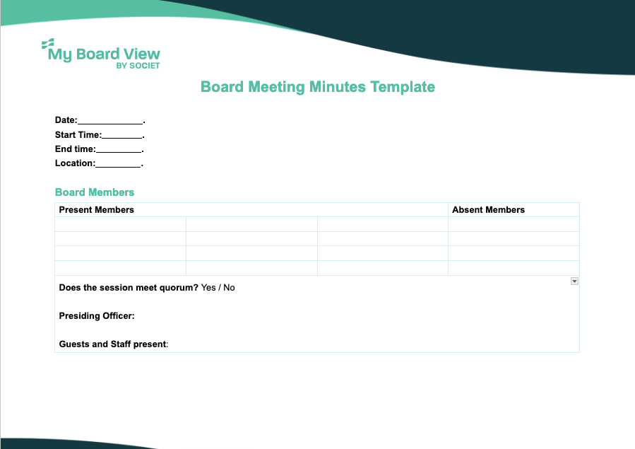 Board Meeting Minutes Template