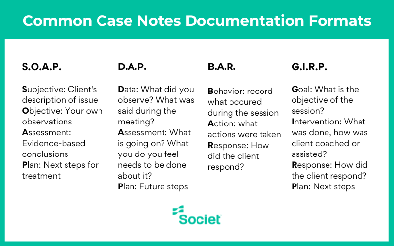 Case notes Examples Documentation formats