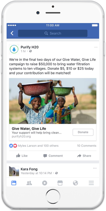 Collect Donations Facebook Ad for Nonprofits - Engage Donors