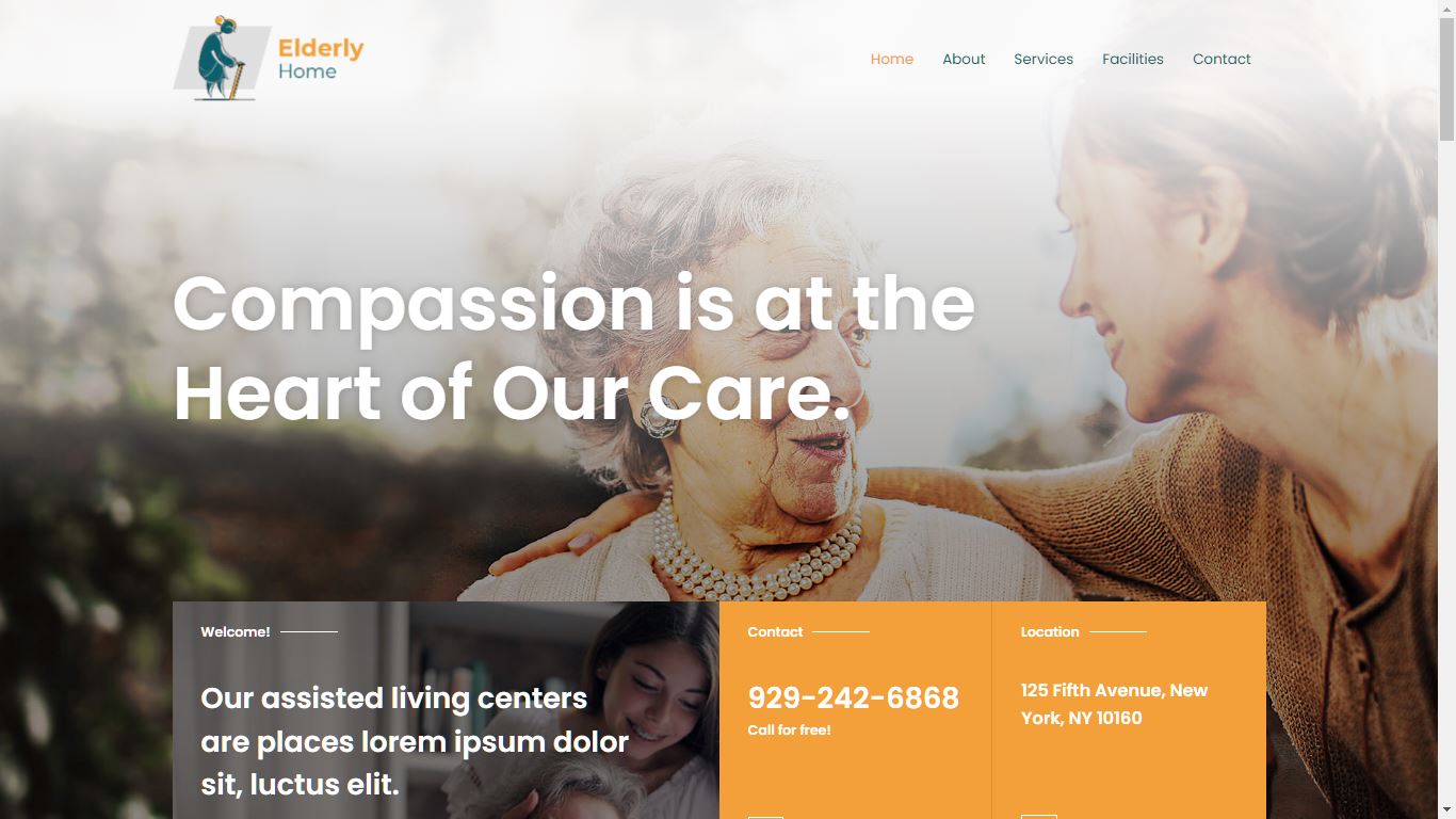 Elder Care nonprofit website template