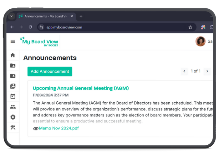 Free board portal announcements