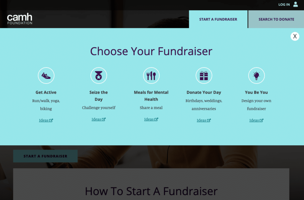 Virtual            Fundraising - Screen Shot