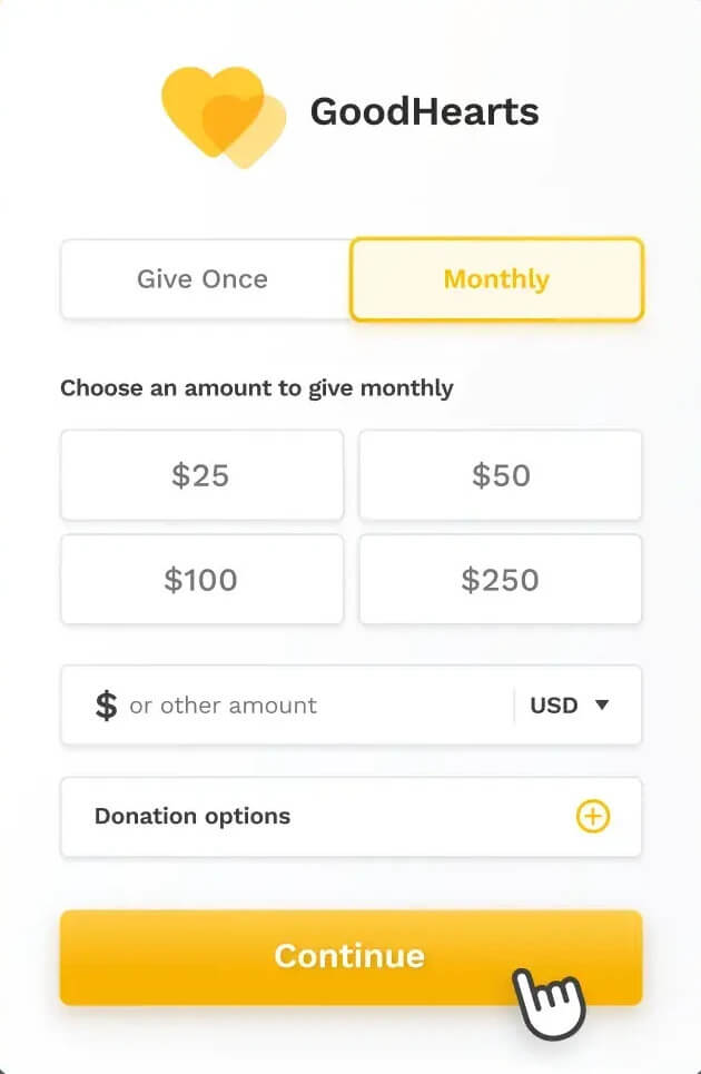 donation form example mobile